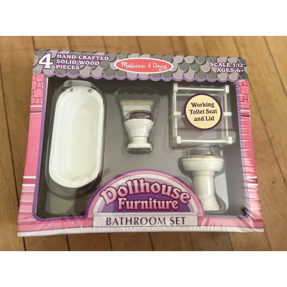 Melissa & Doug Dollhouse Furniture 4 Piece Bathroom Set #2584 New Sealed